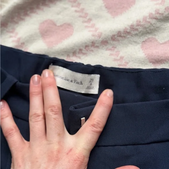 NWT Abercrombie and Fitch Navy Straight-Leg Pleated Dress Pants - Picture 3 of 6